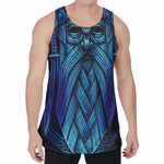 Blue Viking Norse God Odin Print Men's Velvet Tank Top
