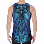 Blue Viking Norse God Odin Print Men's Velvet Tank Top