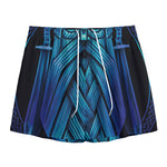 Blue Viking Norse God Odin Print Mesh Shorts