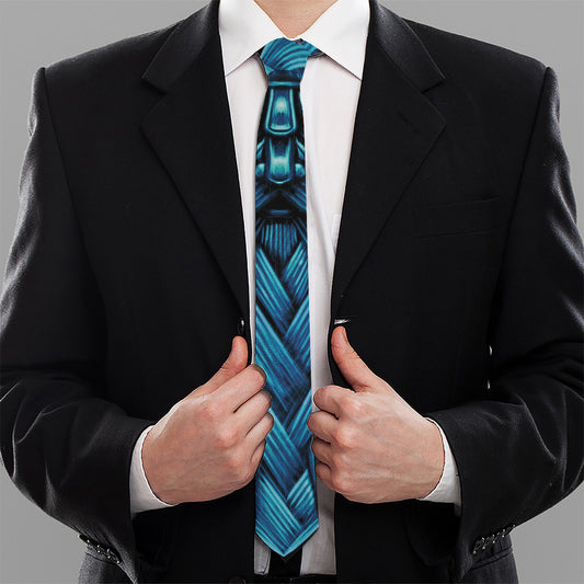Blue Viking Norse God Odin Print Necktie