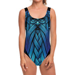 Blue Viking Norse God Odin Print One Piece Swimsuit