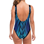Blue Viking Norse God Odin Print One Piece Swimsuit