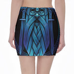Blue Viking Norse God Odin Print Pencil Mini Skirt