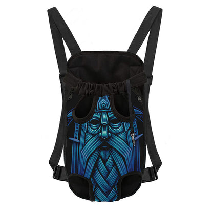 Blue Viking Norse God Odin Print Pet Carrier Backpack