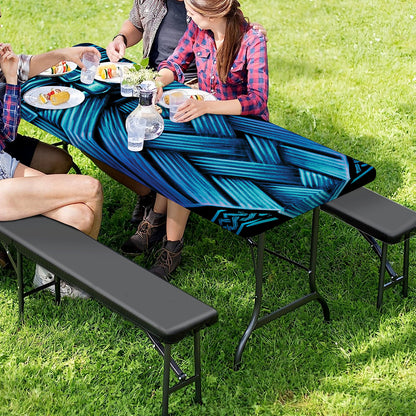 Blue Viking Norse God Odin Print Picnic Table Cover