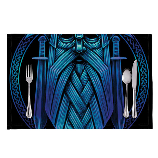 Blue Viking Norse God Odin Print Placemat
