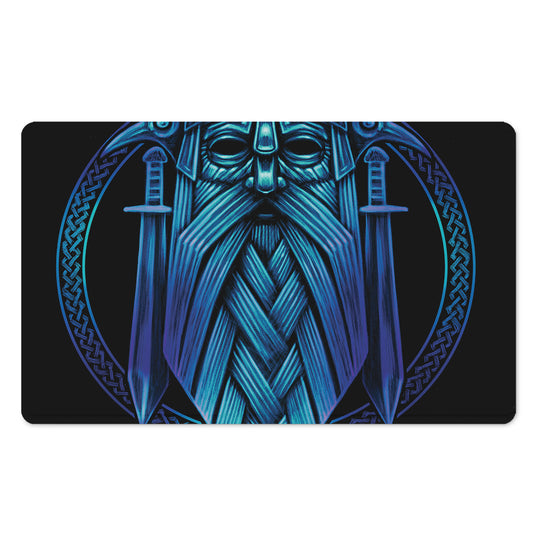 Blue Viking Norse God Odin Print Polyester Doormat