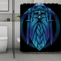 Blue Viking Norse God Odin Print Polyester Shower Curtain