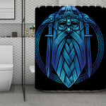 Blue Viking Norse God Odin Print Polyester Shower Curtain