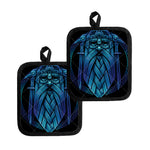 Blue Viking Norse God Odin Print Pot Holders