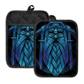 Blue Viking Norse God Odin Print Pot Holders With Pocket