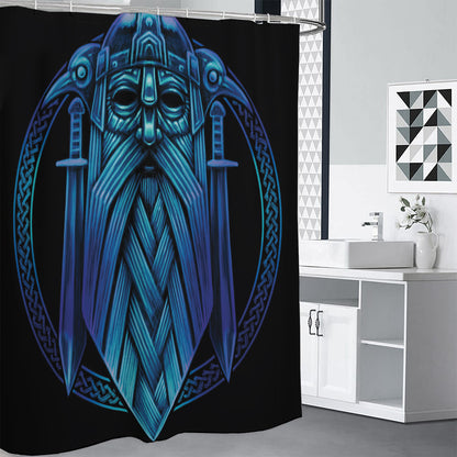 Blue Viking Norse God Odin Print Premium Shower Curtain