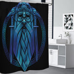 Blue Viking Norse God Odin Print Premium Shower Curtain