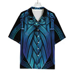 Blue Viking Norse God Odin Print Rayon Hawaiian Shirt