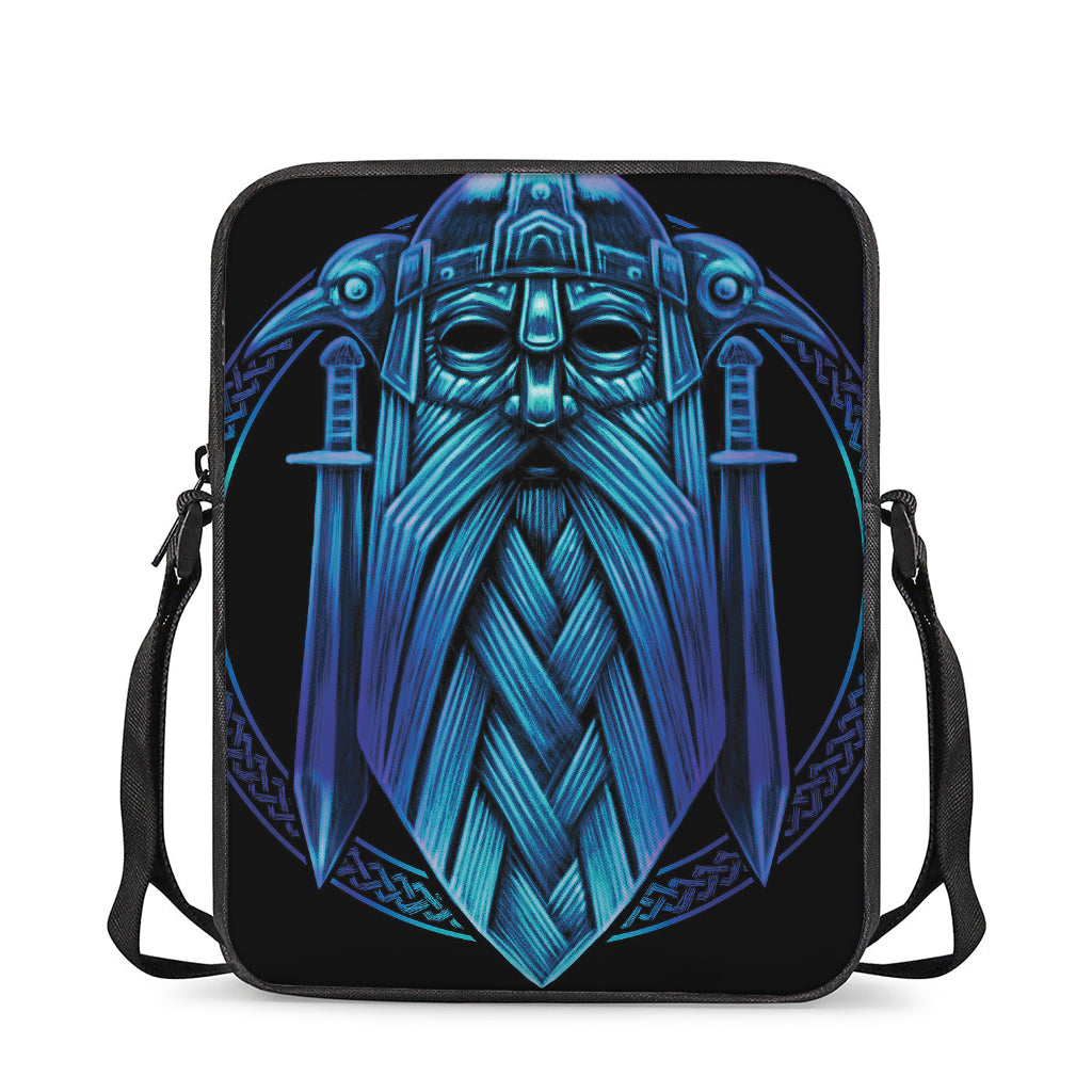 Blue Viking Norse God Odin Print Rectangular Crossbody Bag