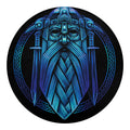 Blue Viking Norse God Odin Print Round Blanket