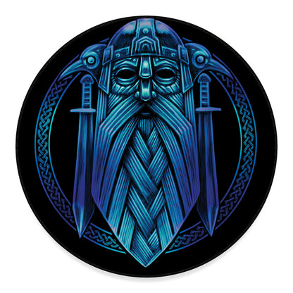 Blue Viking Norse God Odin Print Round Floor Mat