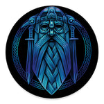 Blue Viking Norse God Odin Print Round Floor Mat