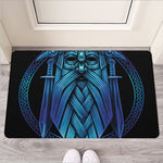 Blue Viking Norse God Odin Print Rubber Doormat