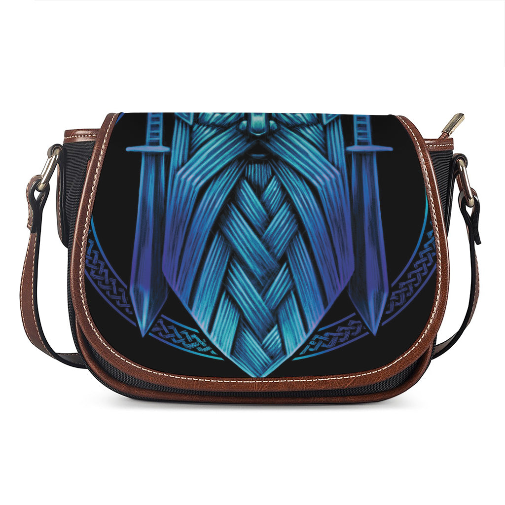 Blue Viking Norse God Odin Print Saddle Bag