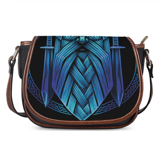 Blue Viking Norse God Odin Print Saddle Bag