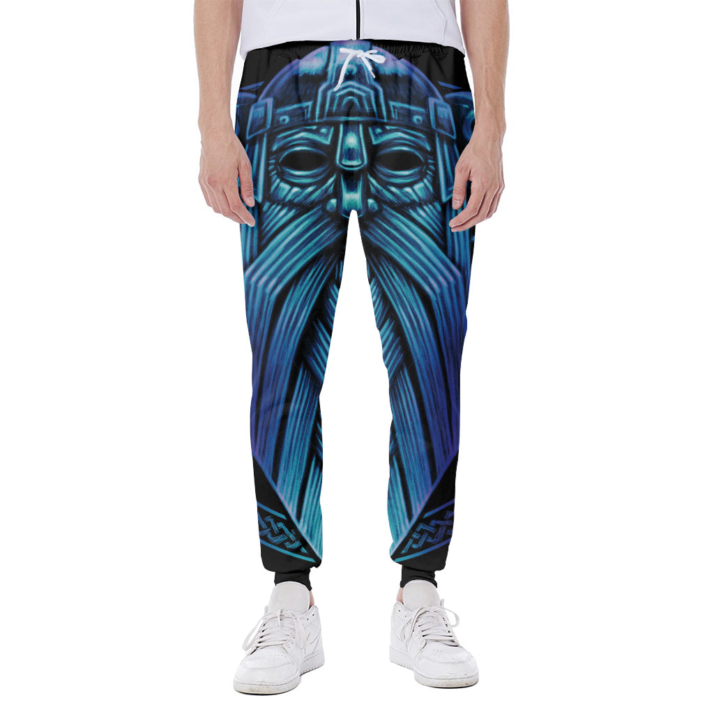 Blue Viking Norse God Odin Print Scuba Joggers