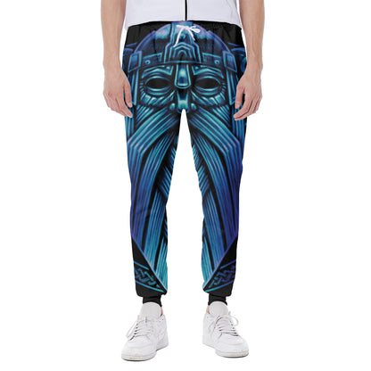 Blue Viking Norse God Odin Print Scuba Joggers