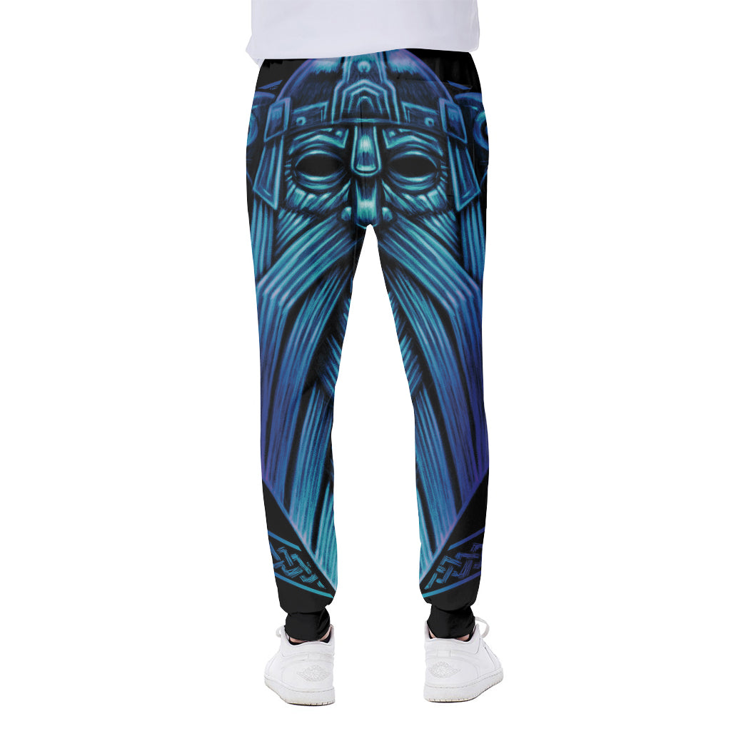 Blue Viking Norse God Odin Print Scuba Joggers