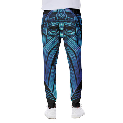 Blue Viking Norse God Odin Print Scuba Joggers