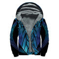 Blue Viking Norse God Odin Print Sherpa Lined Zip Up Hoodie