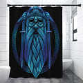 Blue Viking Norse God Odin Print Shower Curtain