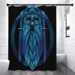 Blue Viking Norse God Odin Print Shower Curtain