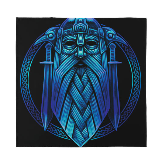 Blue Viking Norse God Odin Print Silk Bandana