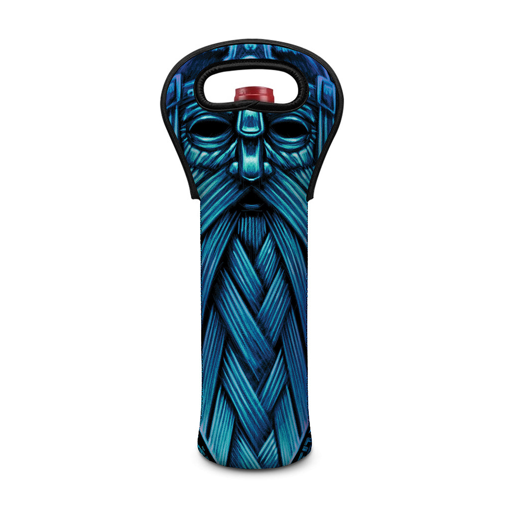 Blue Viking Norse God Odin Print Single Neoprene Wine Tote