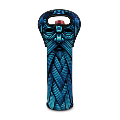 Blue Viking Norse God Odin Print Single Neoprene Wine Tote