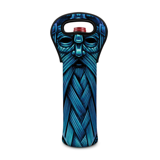 Blue Viking Norse God Odin Print Single Neoprene Wine Tote