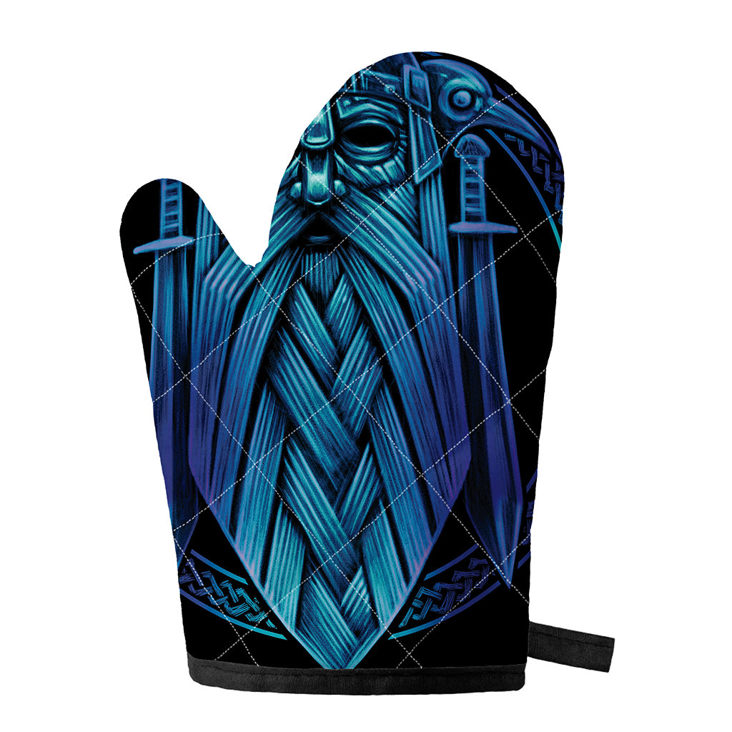 Blue Viking Norse God Odin Print Single Oven Mitt