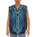 Blue Viking Norse God Odin Print Sleeveless Baseball Jersey