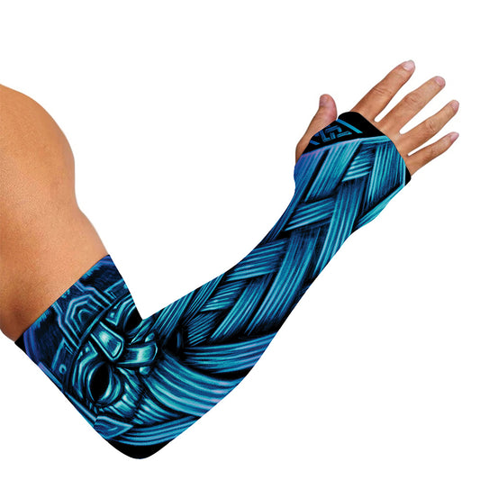 Blue Viking Norse God Odin Print Sun Protection Arm Sleeves