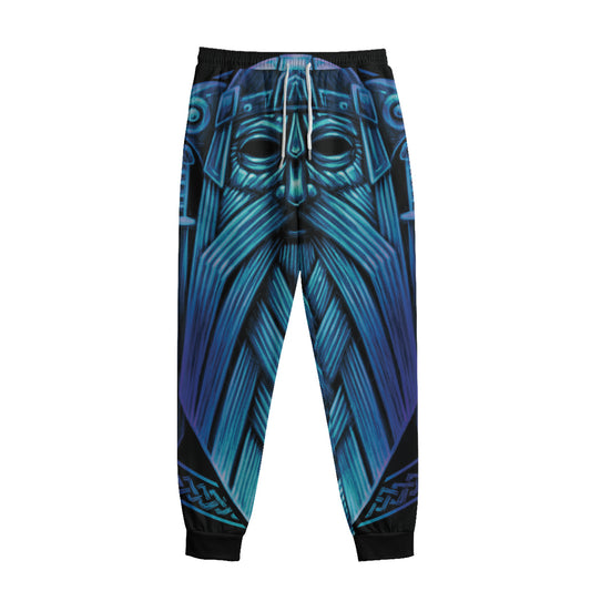 Blue Viking Norse God Odin Print Sweatpants