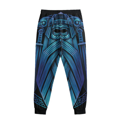 Blue Viking Norse God Odin Print Sweatpants