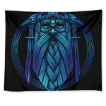 Blue Viking Norse God Odin Print Tapestry