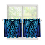 Blue Viking Norse God Odin Print Tier Curtains