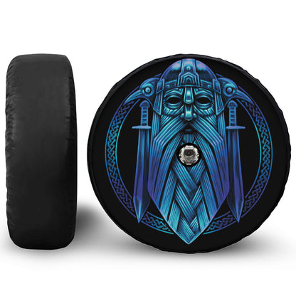 Blue Viking Norse God Odin Print Tire Cover With Camera Hole