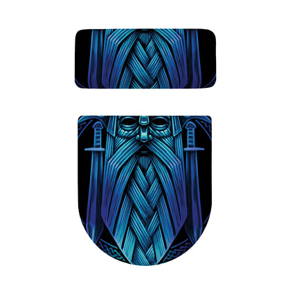 Blue Viking Norse God Odin Print Toilet Lid And Tank Cover Set