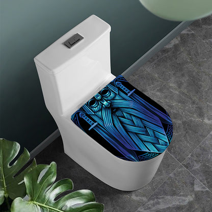 Blue Viking Norse God Odin Print Toilet Lid Cover