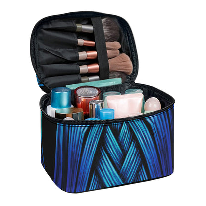 Blue Viking Norse God Odin Print Travel Makeup Bag