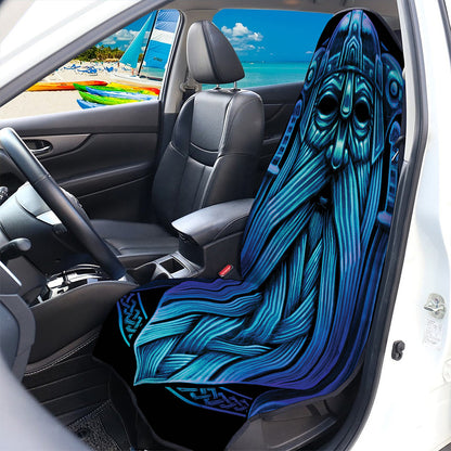 Blue Viking Norse God Odin Print Waterproof Car Seat Cover