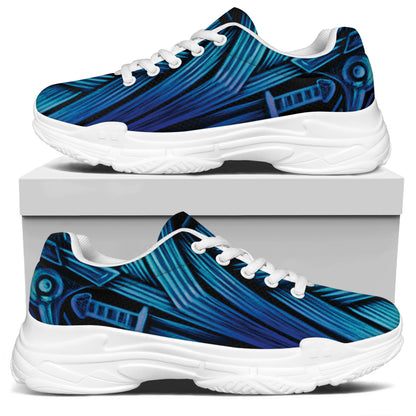 Blue Viking Norse God Odin Print White Chunky Shoes
