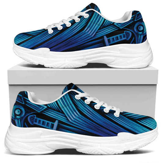 Blue Viking Norse God Odin Print White Chunky Shoes